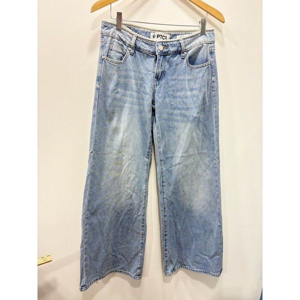 PTCL Ethical Brand Jeans 26 Pearl Waist Wide Leg Baggy Light Wash Y2K Denim
